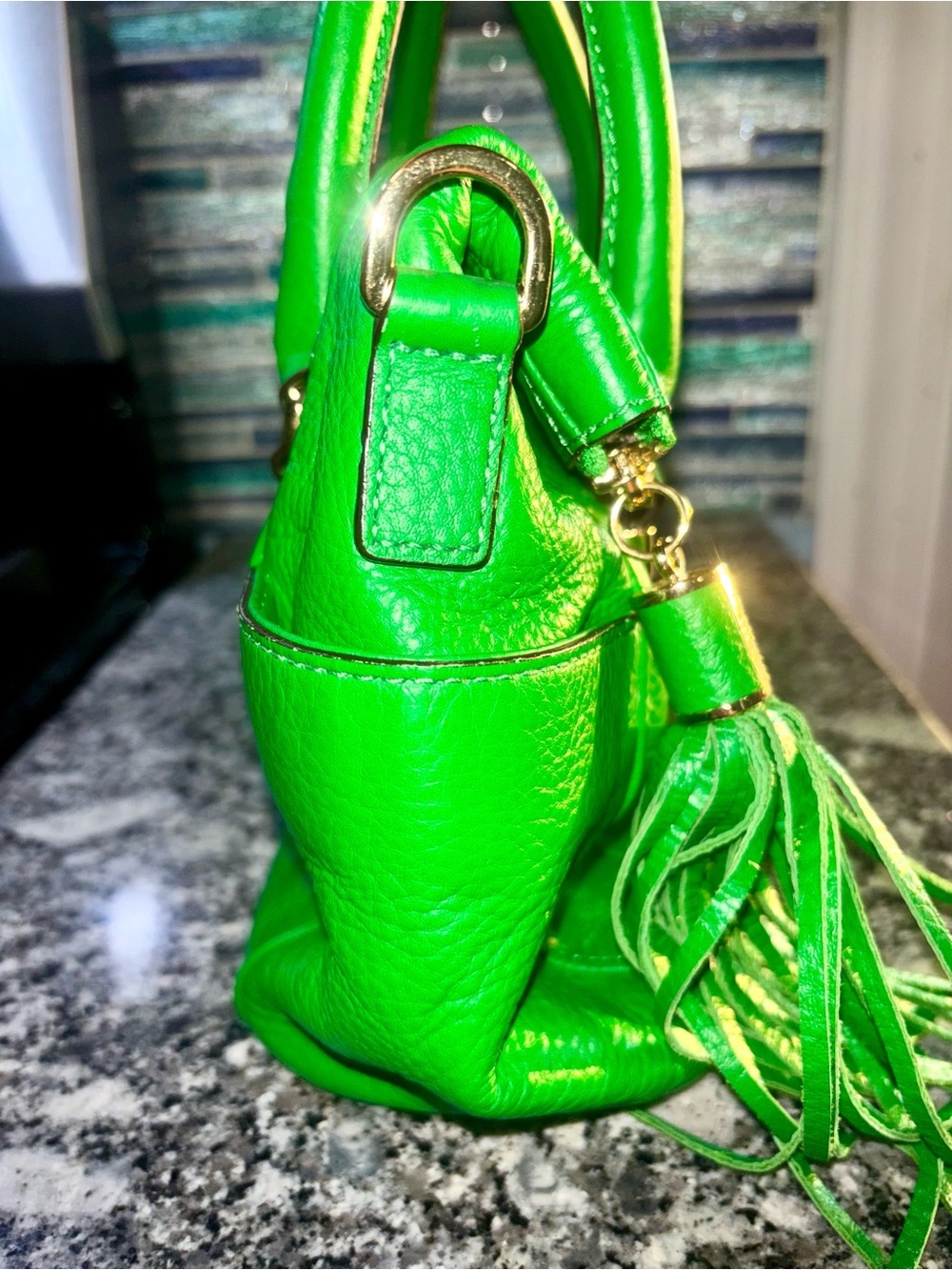 Limited edition Michael Kors Kelly Green leather selma handbag with tassel zip! - Picture 8 of 12